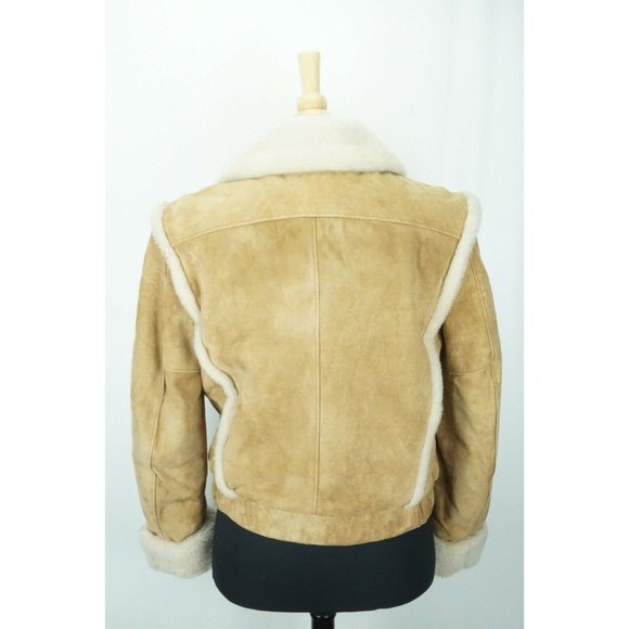 Schott Shearling Womens Suede Light Caramel Jacket Sz 40 USA - Picture 5 of 7